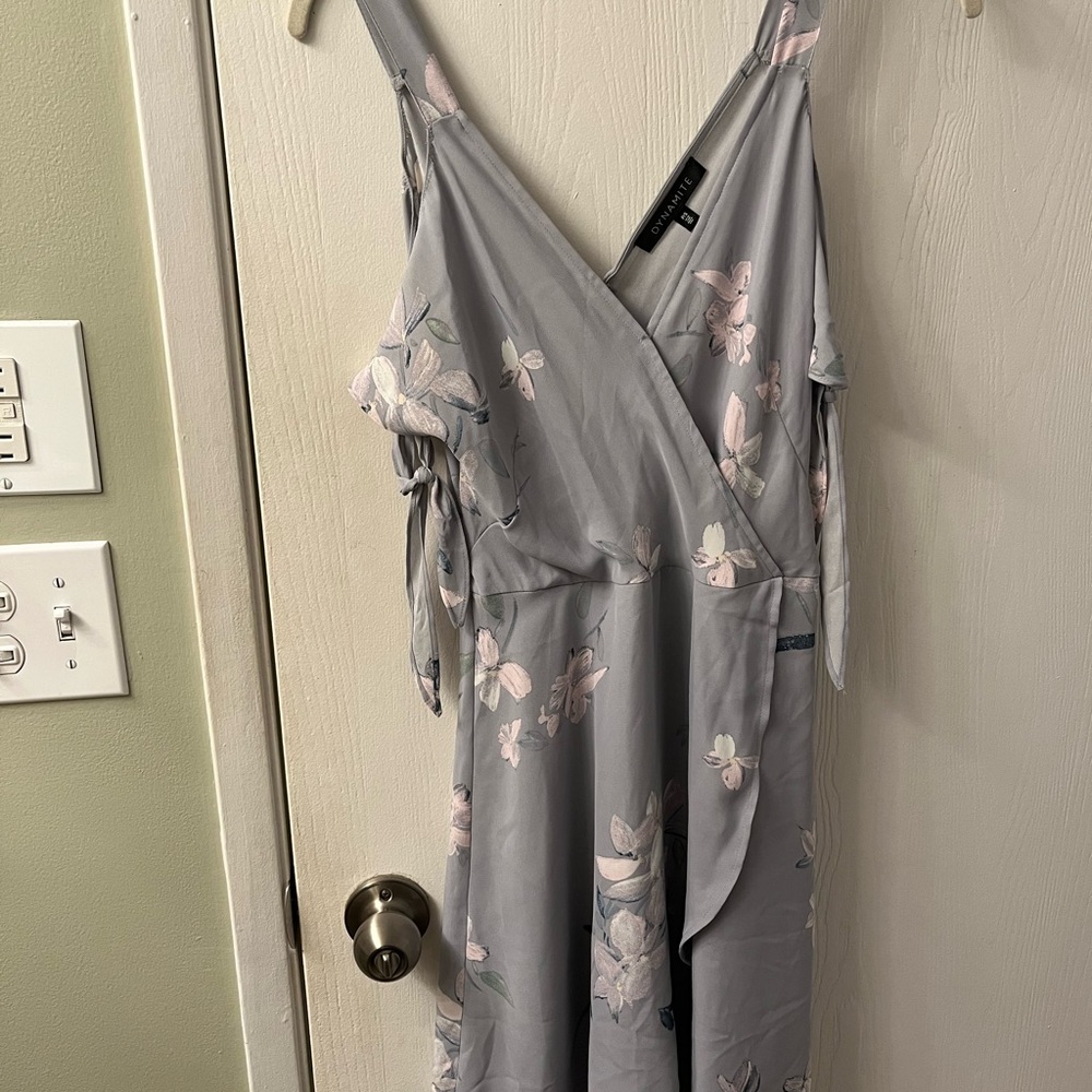Dynamite Gray and Pink Floral Mini Dress